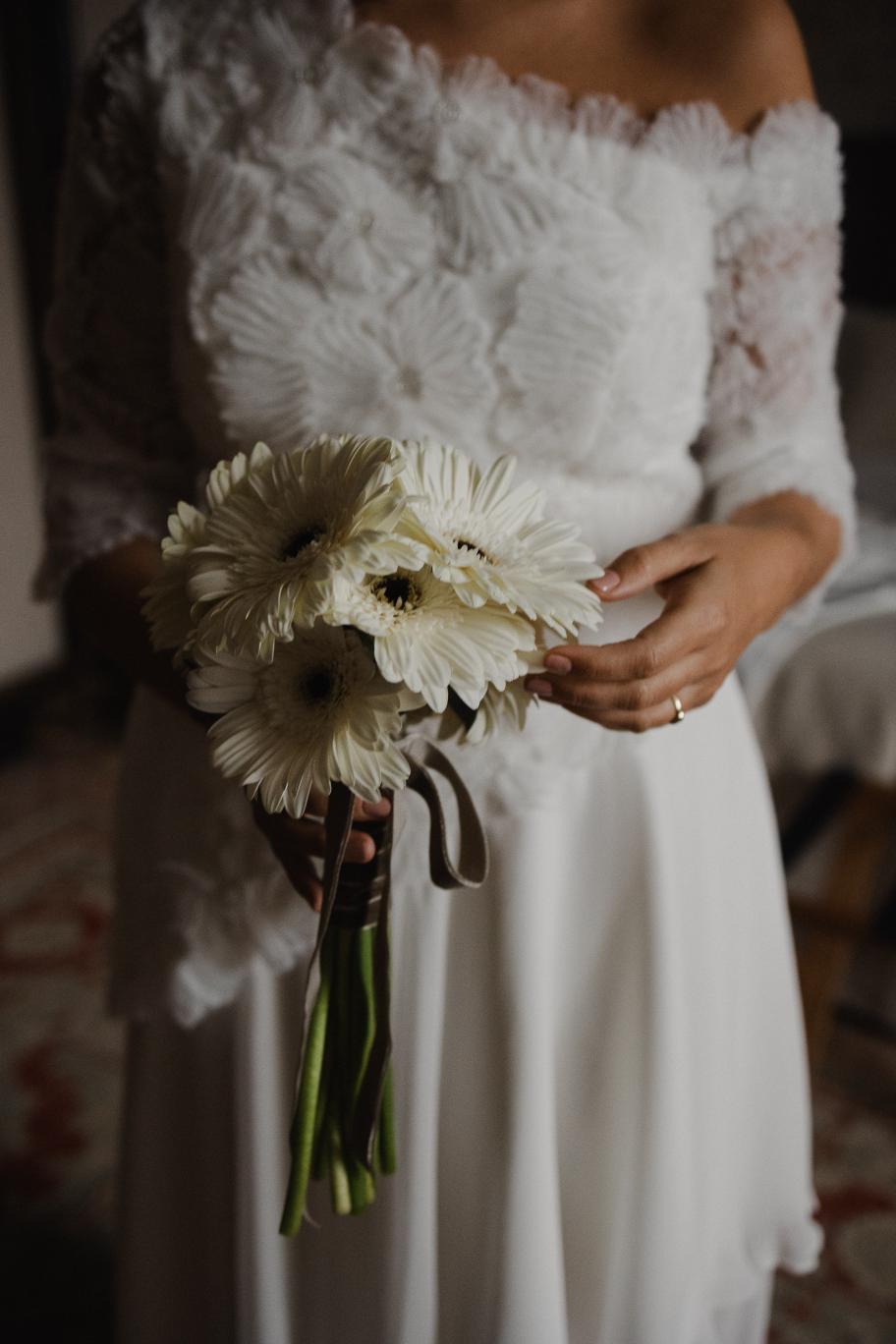 Vestido novia navarra flores