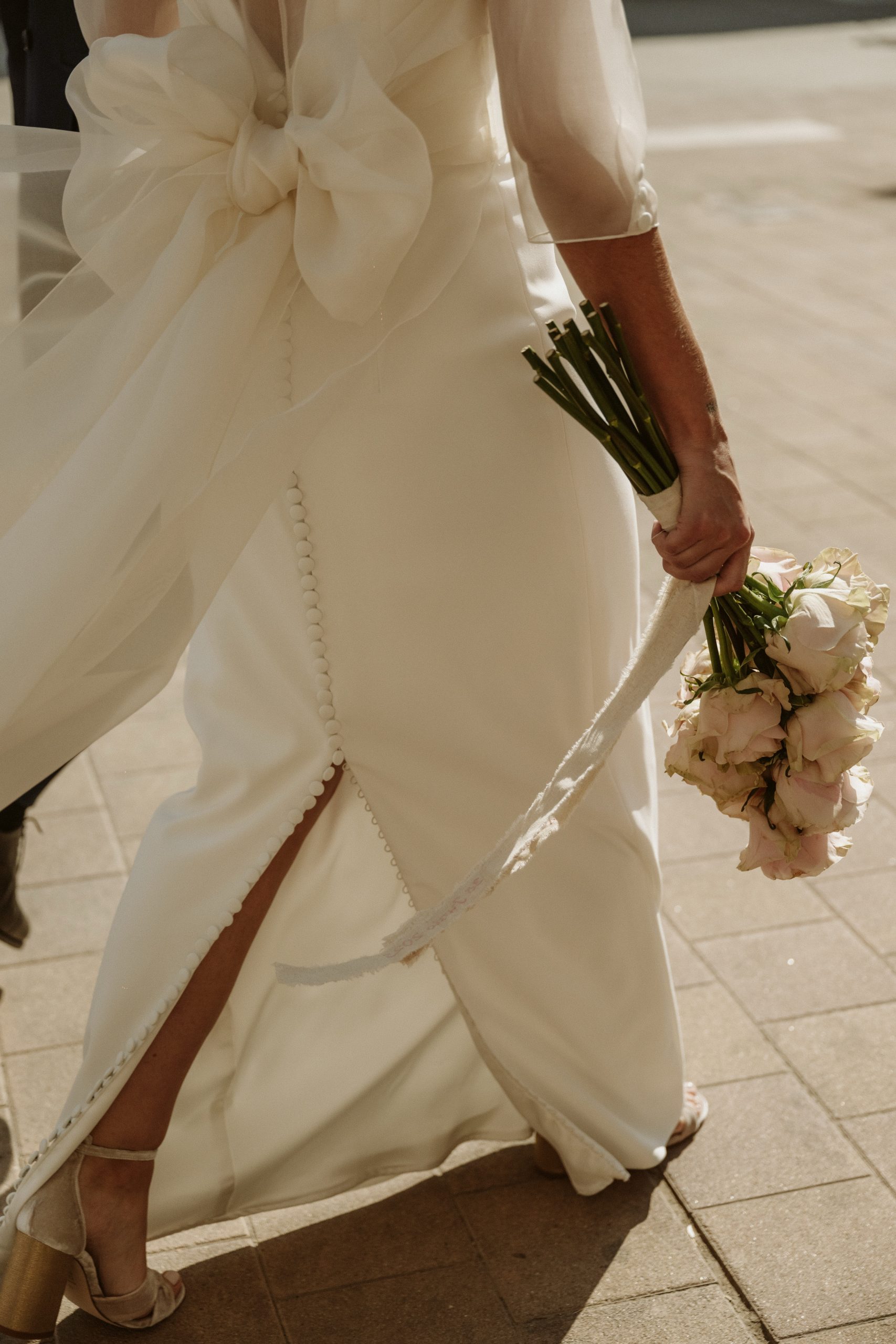Vestido novia lazo organza